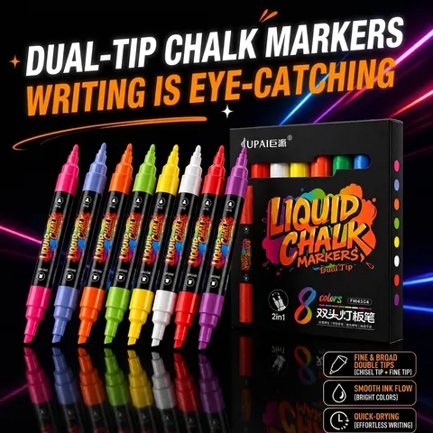8 Farben Dual Tip Flüssigkreidemarker Abwischbare Neon LED Schrifttafel Stifte Fluoreszierende Glasfenstermarker Zum Malen