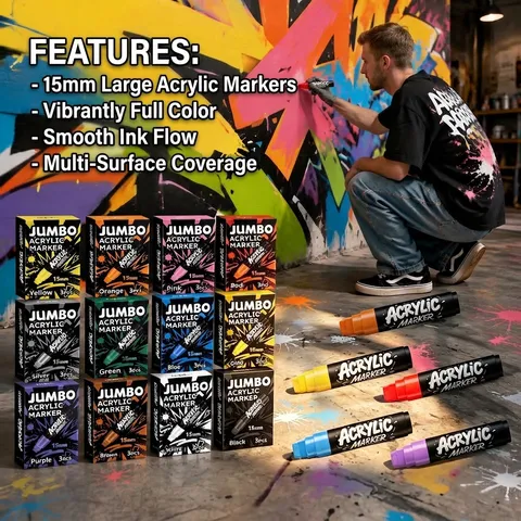 Jumbo Acryl Marker Voor Graffiti DIY Muurschildering Waterdicht Sneldrogend Brede Punt Kunst Tekenpen Grote Capaciteit Professionele Marker