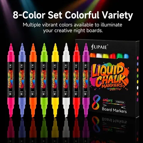 8 Colors Dual Tip Liquid Chalk Markers Erasable Neon LED Writing Board Pens Fluorescent Glass Window Markers For Painting