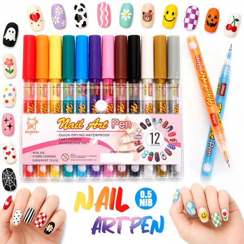 Kit de Pluma de Graffiti de Arte de Uñas Multicolor Punta de Aguja Fina Impermeable Secado Rápido DIY Dibujo Pintura Manicura