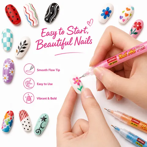 Kit de Pluma de Graffiti de Arte de Uñas Multicolor Punta de Aguja Fina Impermeable Secado Rápido DIY Dibujo Pintura Manicura