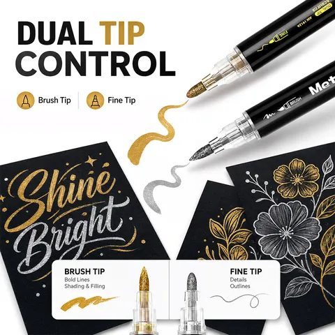 Metalen Acryl Marker Pennen Dubbele Punt Goud En Zilver Markeerstiften Voor DIY Fotoalbums Wenskaarten Schilderen