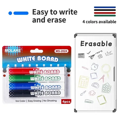 Plastic Erasable Whiteboard Markers Multicolor Water Based Ink Writing Drawing Pens For Office Meeting School Supplies