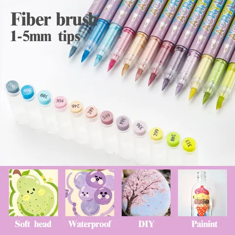 Macaron Colors Acrylic Paint Marker Pens Soft Tip Art Markers For Student Kids Drawing DIY Graffiti Design