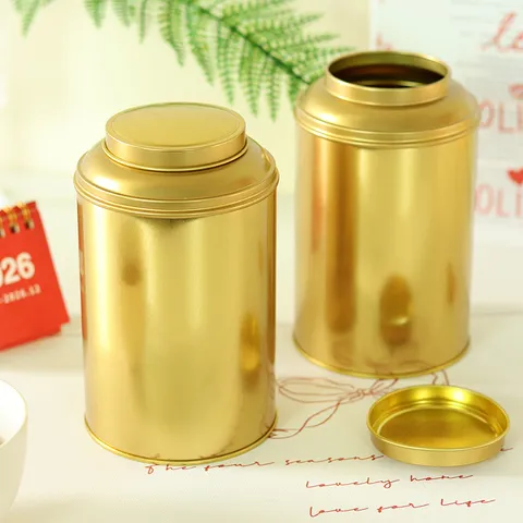 Contenitore in Banda Stagnata Dorata Barattolo per Tè Contenitore in Metallo per Cucina Organizzatore di Alimenti Sigillato Contenitore Decorativo