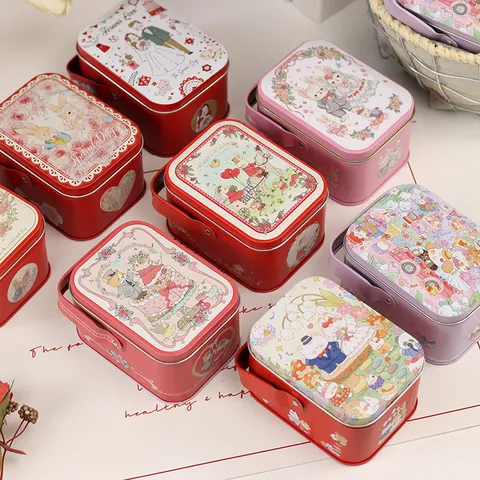 Boîte à Bonbons en Fer-Blanc de Style Chinois Boîte d'Emballage de Cadeau de Mariage Boîte de Rangement en Métal avec Poignée pour Fête