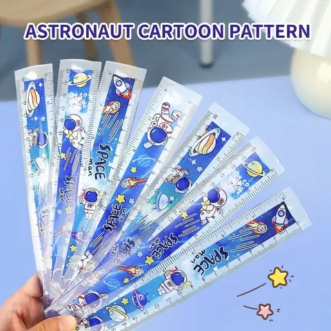 Règle Souple en Plastique Thème Espace Astronaute pour Étudiants Enfants Outil de Mesure Dessin Règle Astronaute Animé