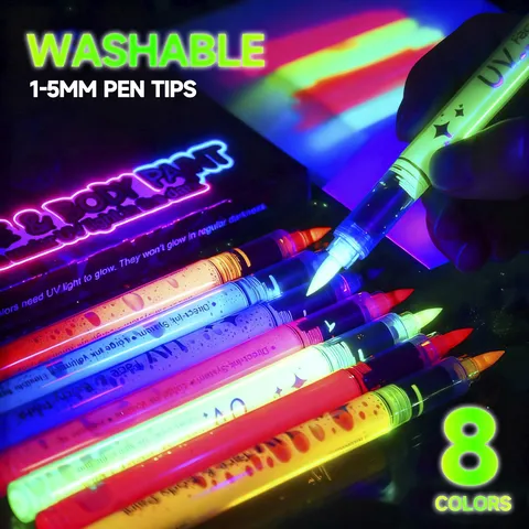 Directe Vloeistof Fluorescerende Marker UV Glow Gezicht Lichaam Verf Pen Waterdichte Neon Highlighter Voor Feest Concert