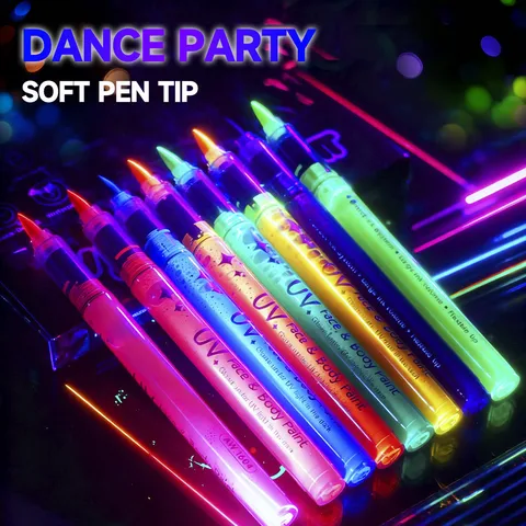 Directe Vloeistof Fluorescerende Marker UV Glow Gezicht Lichaam Verf Pen Waterdichte Neon Highlighter Voor Feest Concert