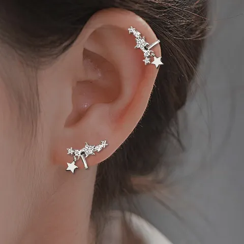 Σκουλαρίκια Ear Cuff από Χαλκό με Αστέρια και Ζιρκόνια για Γυναίκες Μεγάλη Άρκτος Κοσμήματα Χωρίς Τρύπα