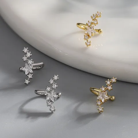 Σκουλαρίκια Ear Cuff από Χαλκό με Αστέρια και Ζιρκόνια για Γυναίκες Μεγάλη Άρκτος Κοσμήματα Χωρίς Τρύπα
