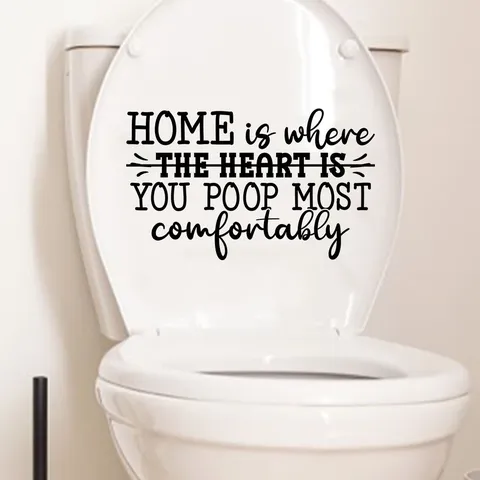 Funny Toilet Stickers Waterproof PVC Bathroom Wall Decals Humorous Slogan Self-Adhesive Removable Decor For Toilet Lid Tank