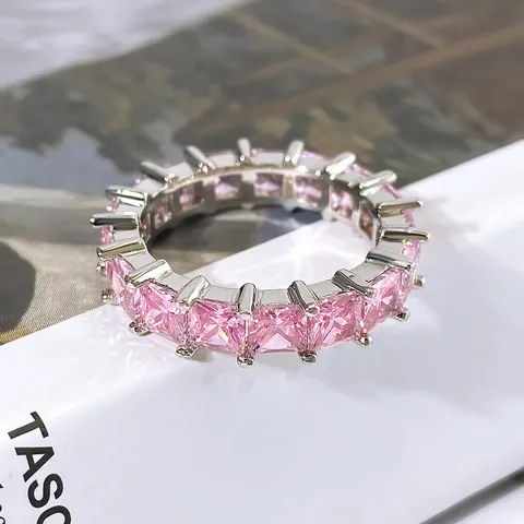 Hiphop Quadrat Zirkonia Eternity Ring Für Herren Damen Vereist Kupfer Zirkonia Bandring Streetwear Schmuck