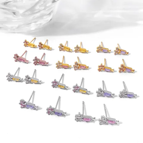 Süße Süßigkeit Herzform Zirkonia Ohrstecker Für Damen Kupfer Eingelegtes Herzmuster Kleiner Frischer Stil Mode Schmuck Zubehör