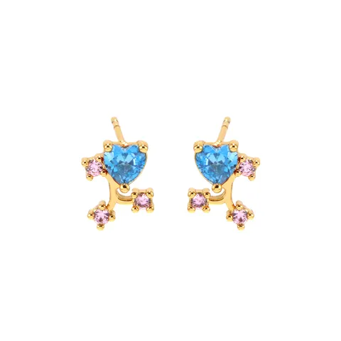 Kreative Bunte Zirkonia Herz Ohrstecker Kupfer Vergoldet Böser Blick Wassertropfen Quaste Schmuck Für Damen Täglich Party Dating Ohrringe