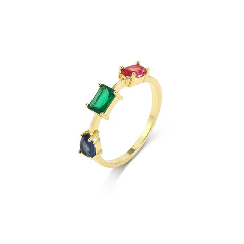 Geometrischer Bunter Zirkonia Stapelbarer Offener Ring Für Damen Vergoldeter Kupferbandring Mode Zirkonia Schmuck Geschenk