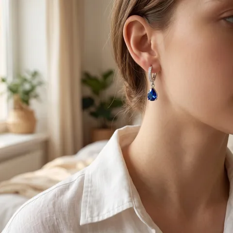 Lussuosi Orecchini Pendenti in Zirconia a Goccia di Rame Eleganti Orecchini con Zirconi Cubici Gioielli per Donne