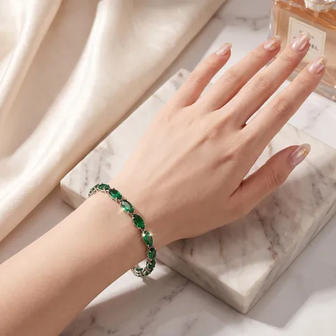 Braccialetto Tennis in Zirconia Taglio Marquise in Rame Galvanizzato Gioielli in Argento per Uomo Donna Regalo di Moda