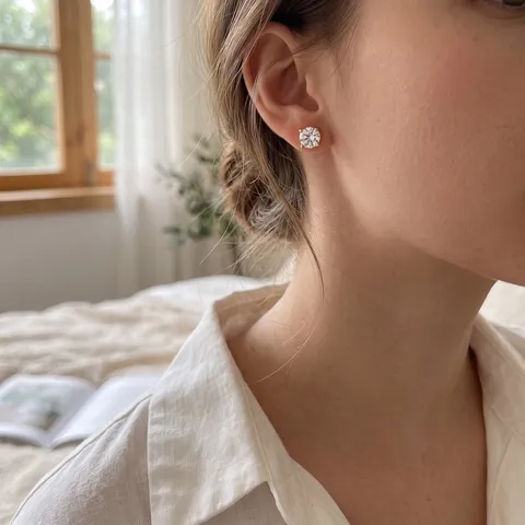 Stile Coreano Rame Quattro Griffe Strass Orecchini a Bottone Semplice Versatile Geometrico Orecchini per Donne Uomini Gioielli di Moda