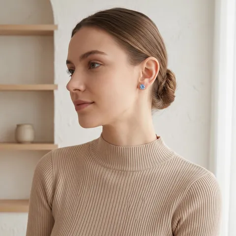 Stile Coreano Rame Quattro Griffe Strass Orecchini a Bottone Semplice Versatile Geometrico Orecchini per Donne Uomini Gioielli di Moda