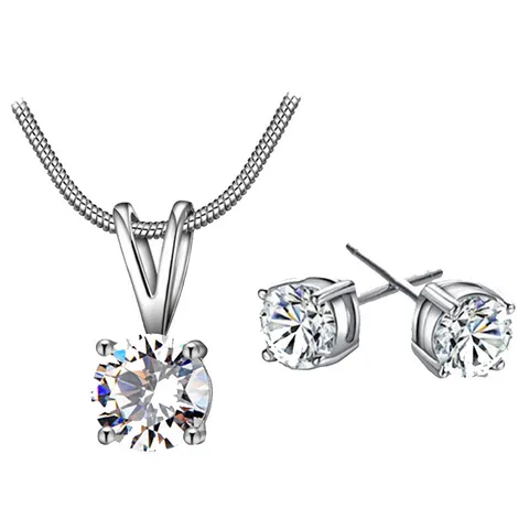 Set Collana E Orecchini In Zirconia Di Rame Di Lusso Leggero Design Geometrico Regalo Di Gioielli Alla Moda