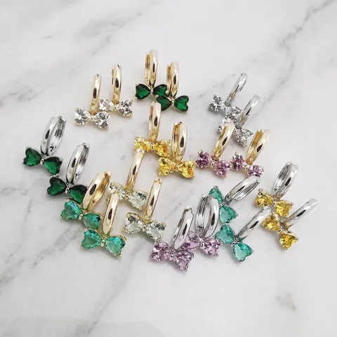 Orecchini A Cerchio In Zirconia Di Rame Con Fiocco Dolce Per Donne Design Di Lusso Leggero Elegante Regalo Di Gioielli