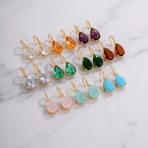 Eleganti Orecchini a Goccia in Rame Strass Minimalista Gioiello Geometrico Regalo Per Donna Festa Uso Quotidiano