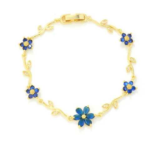Bracciale in Rame e Zircone con Vite di Fiori di Lusso Transfrontaliero Ornamentale a Mano Floreale Multicolore Gioiello di Nicchia Versatile