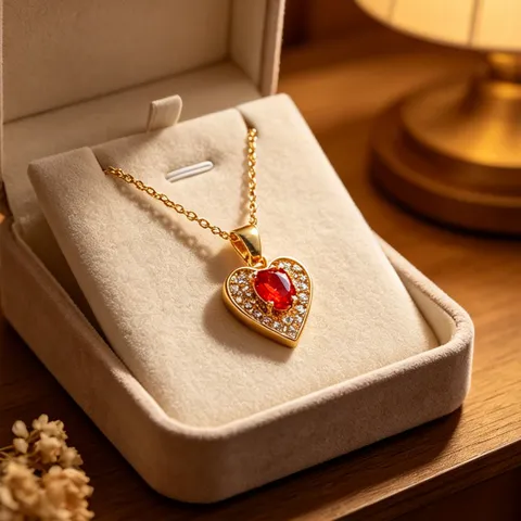 Moda Collana con Pendente a Cuore in Rame Zirconia per Donna Gioielli di Lusso Leggeri Catena geometrica in Strass