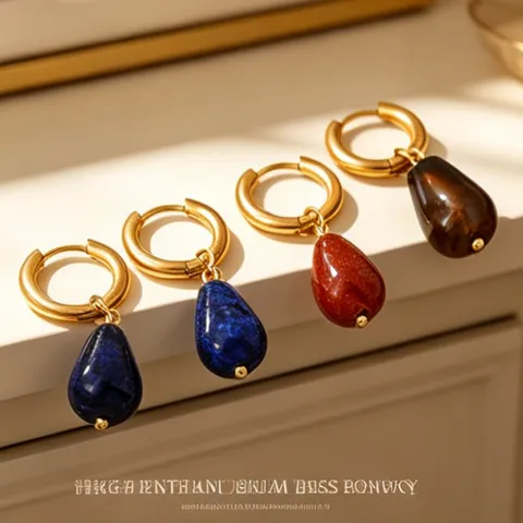 Orecchini Pendenti Minimalisti Eleganti in Rame con Zirconi a Goccia Geometrici Gioielli di Modo per Donna