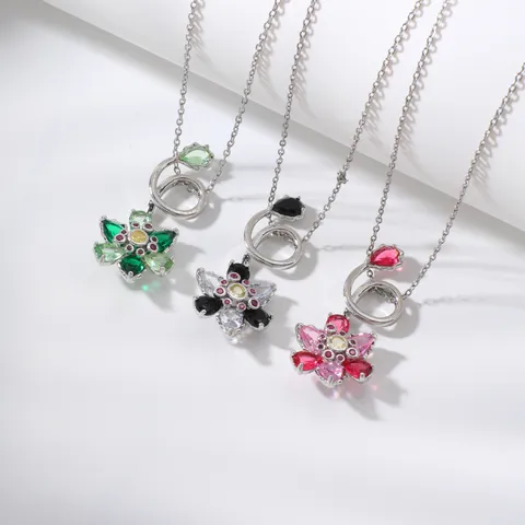 Collana Con Pendente In Rame Zircone Loto Creativo Moda Design Di Nicchia Gioiello Fiore Regalo Per Donna Uomo