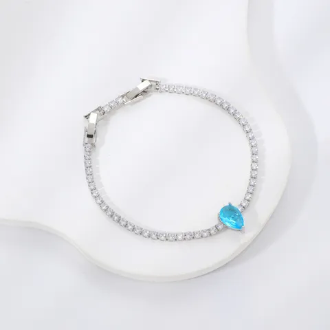 Bracciale Tennis in Rame con Zirconia a Goccia Stile Coreano Minimalista per Donna Lussuoso Braccialetto Geometrico a Cuore Gioielli