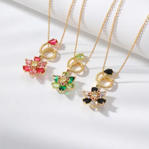 Collana Con Pendente In Rame Zircone Loto Creativo Moda Design Di Nicchia Gioiello Fiore Regalo Per Donna Uomo
