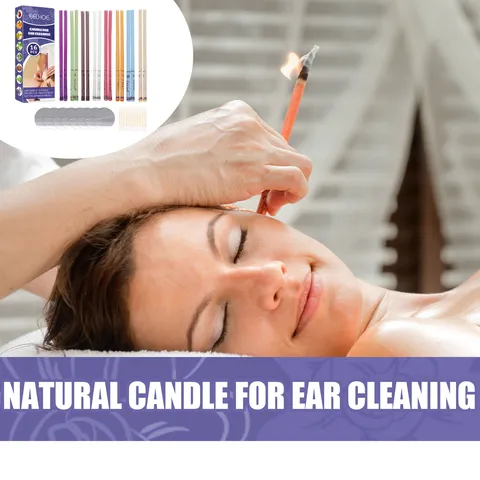 EELHOE Ear Wax Cleaning Kit Natural Beeswax Aromatherapy Ear Candles With Protective Discs Cotton Swabs For Relaxation Home Spa