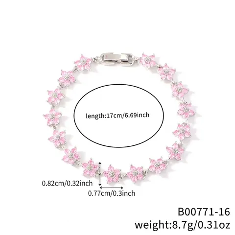 Bracciale di Moda Europea in Rame con Zirconia a Stella e Fiore Placcato Oro Gioielli di Lusso per Donna Unisex Regalo