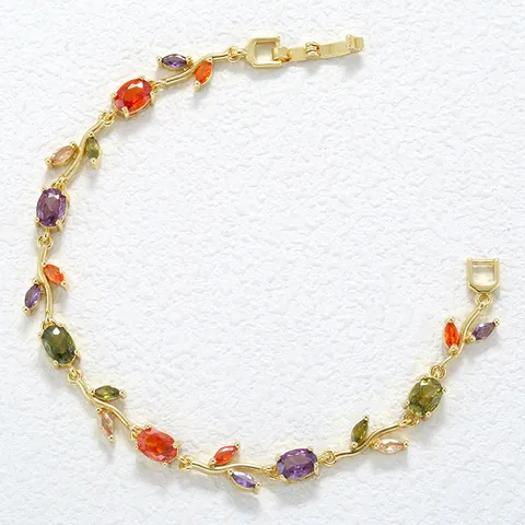 Koperen Blad Wingerd Armband Voor Vrouwen Zoete Meisjesachtige Bloem Strass Ingelegde Goud Zilver Verguld Sieraden Cadeau Voor Bruiloft Banket