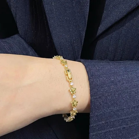 Luxus Kupfer Strass Mehrfarbige Blumen Armband Für Damen Elegant High-End Mode Blütenblatt Eingelegt Schmuck Armband Geschenk