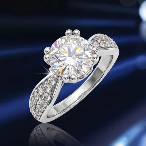 Anello Regolabile in Moissanite Brillante per Donna Halo Rotondo Fascia Pavé Rame Galvanizzato Gioielli da Dito Raffinati di Alta Gamma Regalo