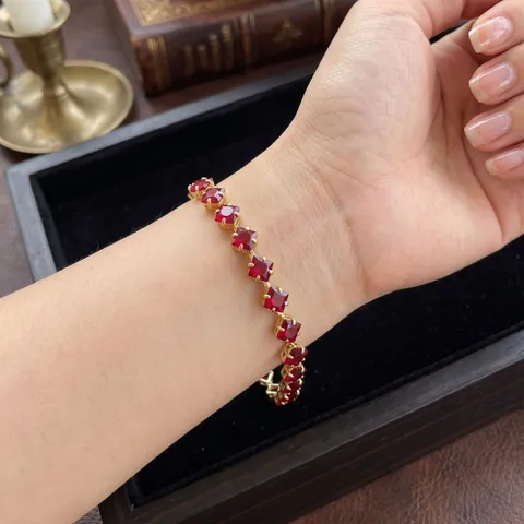 Bracciale Tennis Moda Strass Quadrato per Uomo Donna Rame Placcato Oro Catena con Pietre Preziose Colorate Gioielli Regalo Versatile