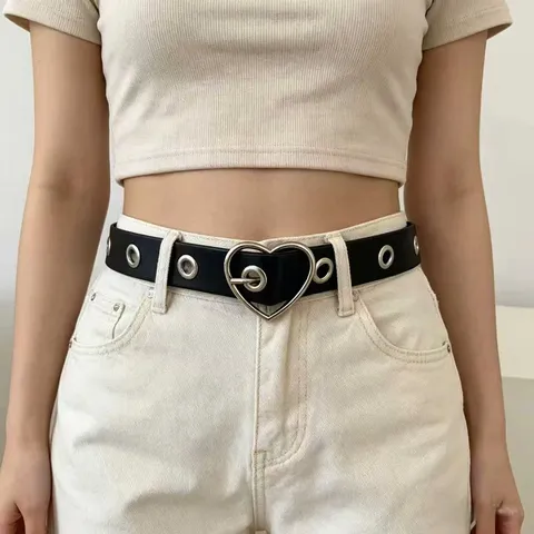 Γυναικεία Sweet Cool Δερμάτινη Ζώνη PU Μεταλλική Αγκράφα Καρδιάς Τρουκς Μόδα Casual Τζιν Αξεσουάρ Ζώνης Μέσης