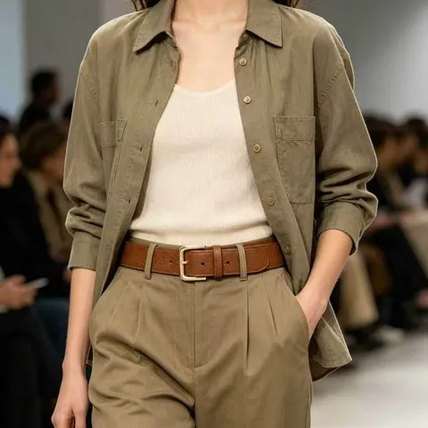 Minimalist Brown PU Belt With Lychee Pattern Gold Square Buckle Business Casual Unisex Waist Belt For Jeans Pants