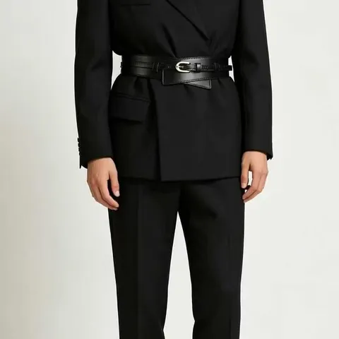 French Vintage Wide Decorative Belt Women Double Circle Design PU Leather Waist Belt Fashion Casual Waistband Dress Coat