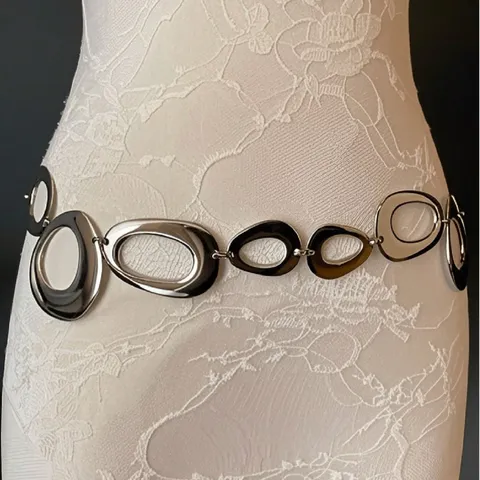 Minimalist Metal Geometric Ring Waist Chain For Women Fashion Body Chain Dress Accessories Belt Adjustable Jewelry