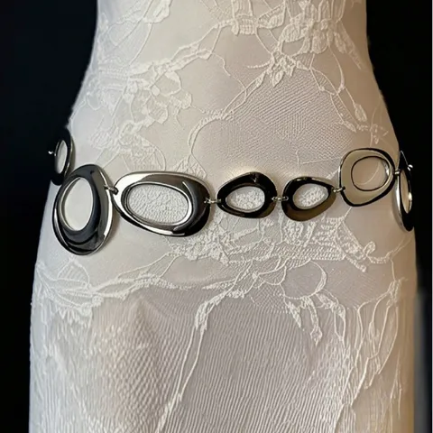 Minimalist Metal Geometric Ring Waist Chain For Women Fashion Body Chain Dress Accessories Belt Adjustable Jewelry