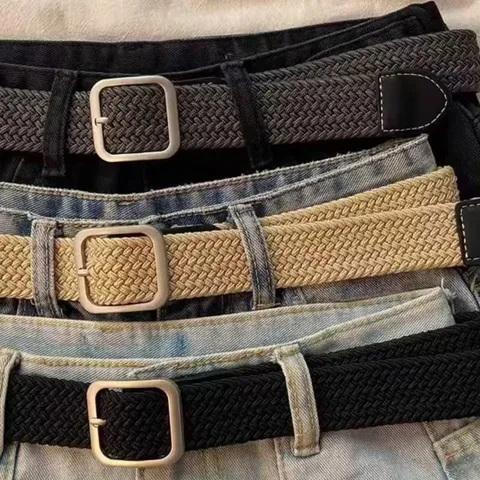 Unisex Canvas Belt Casual Outdoor Fashion Woven Belt With Alloy Pin Buckle For Men Women Jeans Work Pants