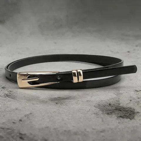 Women Fashion Thin Leather Belt Elegant Dress Suit Decorative Waist Belt PU Metal Pin Buckle Ladies Casual Waistband