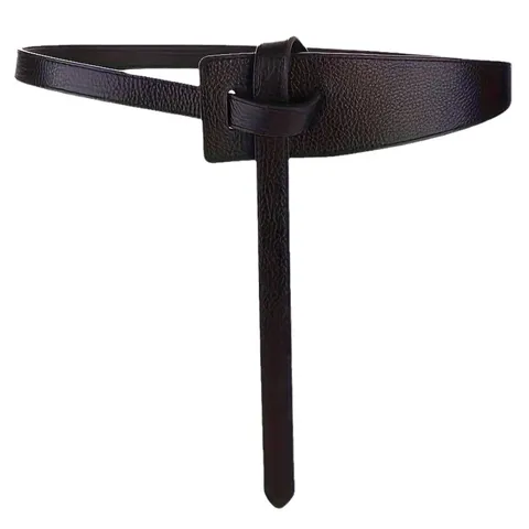 Women Fashion Faux Leather Waist Belt Minimalist Knotted Wide Cinch Belt Dress Decoration Versatile Elegant Accessories
