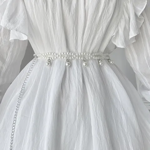 Bohemian Elegant Artificial Pearl Waist Chain For Women Dress Decoration Sophisticated Alloy Body Chain Jewelry Accessory