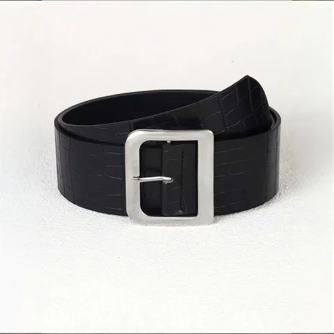 Women's Wide Waist Belt Crocodile Pattern PU Leather Waistband With Large Square Buckle Fashion Casual Waist Seal