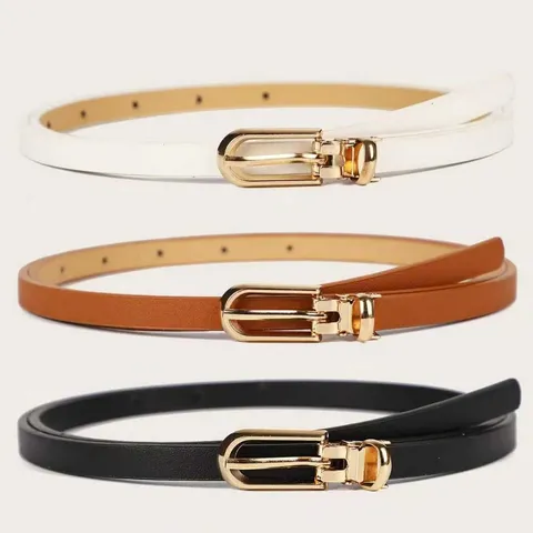 Women's Thin PU Leather Belt Elegant Pin Buckle Adjustable Waist Belt Casual Fashion Accessories For Dress Suit